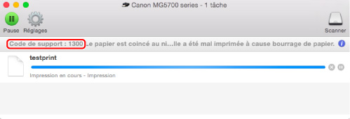 figure : Écran de message d'erreur